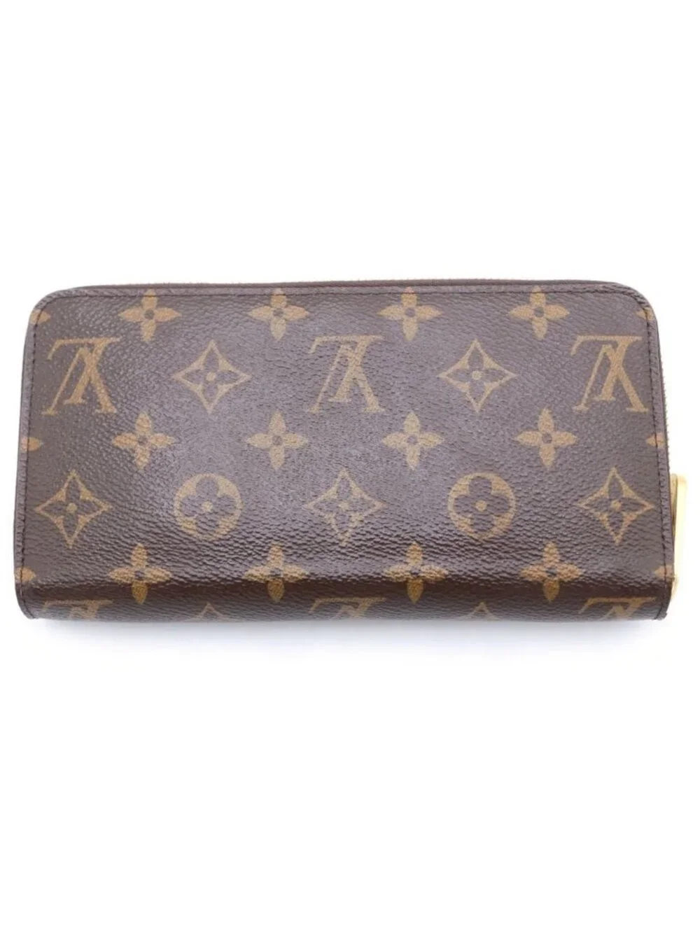 Louis Vuitton Monogram Zippy Wallet Brown Leather Gold